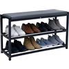 MAKA change your life quality MAKA Scarpiera Salvaspazio Slim, in Metallo Nera, Scarpiera Ingresso, Organizer Scarpe Diverse Misure, Scaffali Portascarpe, Panca con Seduta (PLUS 90 cm)