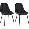 CLP Set di 2 sedie Tom I Sedia da pranzo in similpelle o tessuto I Sedia da visita con struttura in metallo a 4 gambe Colore:nero;Materiale:Stoffa