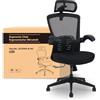 FLEXISPOT Sedia Ergonomica da Ufficio con poggiatesta 3D, schienale regolabile, braccioli pieghevoli in PU e seduta in schiuma a forma di W, inclinazione 135°, portata 180 kg, OC3 PRO CLOUD (Nero).