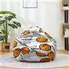Odot Pouf Poltrona a Sacco, 3D Basket Stampa Senza Ripieno Poltrona Sacco, Sacchetto di Fagioli con Manico per Adolescenti e Adulti, Indoor e Outdoor Decorazione Bean Bag (Bianco,90x110cm)