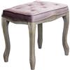 milani home - sgabello basso vintage in velluto rosa, struttura in legno, 50 x 36 x 47 cm