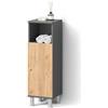 Livinity Armadio medio Fucino, Antracite/Rovere dorato, 30 x 95 cm | 1 Anta · 3 scomparti · Spazio aperto & chiuso · Per asciugamani e accessori da bagno · Struttura stretta