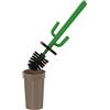 Inbagno Scopino per WC Cactus, Colore Tortora, da appoggio in plastica con ciuffo in setole Nere, Completo di portascopino