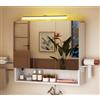 TEENFON Mobile Bagno a Specchio Bianco, Specchio Bagno Contenitore con 3 Ante e Ripiani Regolabili, Luce LED 3 Temperature di Colore Dimmerabili, Presa Elettrica e Gancio Asciugacapelli