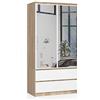 BDW Armadio 2 ante 2 cassetti 2 specchi per la camera da letto soggiorno corridoio 180x90x51 (rovere Sonoma - bianco)