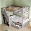 Dolamaní Letto a castello per 2 bambini, 90 x 200 cm, con scale, letto a soppalco con armadietti e protezione da caduta, cameretta dei bambini, letto a castello per ragazze e ragazzi (grigio)