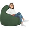 Italpouf Poltrona Sacco XL, Interno, Ecopelle, Adulti e Bambini, Riempimento Perle Polistirolo, Verde Scuro, 115x90 cm