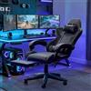 GartistGo Sedia da gioco con poggiapiedi allungabile e supporto lombare regolabile, reclinabile a 90°-155°, in pelle PU, sedia ergonomica per computer, sedia da ufficio in memory foam con cuscino per