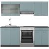 Vicco Cucina componibile R-Line, Blu-grigio/antracite, 200 cm Senza piano di lavoro, adatto per l'espansione individuale con moduli aggiuntivi