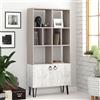 Totò Piccinni Libreria KUBA in legno con 8 Vani e 2 Ante con piedini in Metallo 80x30x166h (Tortora/Bianco Antico)