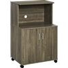HOMCOM Mobile Cucina Multiuso con 4 Ruote, Armadietto con Ripiano per Microonde in Legno Truciolare, 60.4x40.3x97cm, Grigio