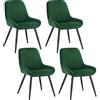 WOLTU Set di 4 Sedie da Pranzo, Sedie Ergonomiche, Poltroncine Imbottite | Schienale Curvo, in Velluto e Metallo, per Salotto, Ufficio, Camera da Letto, Verde Scuro