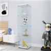 JiaOyu - Vetrinetta in vetro a piantana, con ante in vetro, vetrina espositiva a 4 livelli, antipolvere, vetrina in vetro per soggiorno, camera da letto e ufficio (Bianco/Vetro, 4 strati, 162,5 x 43 x