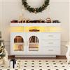 Kebnor Credenza a LED a buffet, grande 120 cm, cassettiera, credenza soggiorno, armadietto da cucina lucido con luci a 16 colori per la sala da pranzo (bianco)