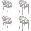 Totò Piccinni Sedia Poltroncina JUNGLE in Polipropilene Moderna Design Impilabile (Grigio, 4)