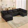 Wyibwy Divano modulare ergonomico 6 posti da 308 cm, divano angolare moderno con tasche portaoggetti, flessibile come divano a U,a L,divani a letto, divano componibile, velluto a coste,Nero
