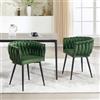 KHISCHMO Set di 2 Sedie da Pranzo in Velluto, con Braccioli e Schienale Intrecciato a Nodo, Design Moderno, per Cucina Soggiorno Camera da Letto Ufficio, Verde