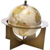 Decor Space Mappamondo in Ottone e Legno, Decorazione per Interno da 18 x 18 x h 20 cm (Beige)