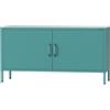 Jan Nowak Mobile TV Soggiorno in Metallo - ROSA - Ripiano Regolabile, Chiusura a Magnete - Mobile Basso Scintillante, Mobiletto TV Moderno 2 Ante, Stile Industriale - 115 x 59,5 x 40 cm - Azzurro