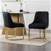 chairus 2 PZ Sedie da Pranzo in Velluto con Gambe in Metallo, Nero | Sedia Imbottita con Schienale Sedie da Cucina con Gambe in Metallo Dorato Sedia Moderna Design per Sala da Pranzo/Soggiorno