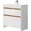 Vicco Set di mobili da bagno Detmold Bianco lucido/Rovere 79.8 cm
