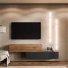 Planetmöbel TV Mobile soggiorno 2X 140 cm Oro Rovere/Antracite - Oro Rovere, Moderno, Mobile TV con 2 ante per lo stoccaggio, da appendere o utilizzare con appoggio a terra