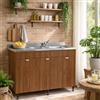 Linea Azzurra Sottolavello 120 con Lavello e Miscelatore Cucina con 3 Ante in Legno Made in Italy H85xL120xP50 cm Facile da Montare (Vasca e Destra, Noce Antico)