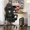 WoRaum Sedia da Gaming, Sedia Ufficio Ergonomica e Traspirante in Microfibra Peluche, Sedia Computer con Regolazione Altezza Schienale, Supporto Lombare e Braccioli (Nero)