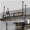 Begoniape Scaffale da soffitto per bottiglie di vino, in stile retrò, decorazione in ferro, regolabile in altezza, fino a 50 kg, per bar, caffè, cucina, colore nero (100 x 35 x 55 cm)
