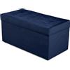 MG Design Pouf contenitore imbottito 45 × 90 cm Blu marino - capacità ca. 100 L, fino a 300 kg, superficie morbida con leggero riflesso, struttura in legno massiccio, già montato e facile da pulire