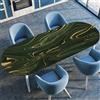 Treer Tovaglia Antimacchia Ovale, Bellissimo Marmo Tovaglia con Bordo Elastico, Tovaglie Elegante, Anti-Schizzi, Lavabile, per Interni, Esterni (Verde,107x173cm)