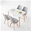 GrandCA HOME Tavolo da pranzo e 4 sedie Set da pranzo moderno, tavolo rettangolare e sedie da cucina, Grigio