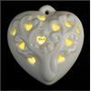 DLM Bomboniere DLM-32601 (Kit 6 Pezzi) Ciondolo Appendino Cuore Cuoricino con Albero della Vita in Porcellana Bianca con Luce Lucetta LED Notturna Nozze Matrimonio Arredo bomboniera