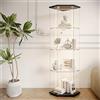 JiaOyu Vetrina angolare con ante in vetro, 4 colori, con illuminazione a LED e lucchetto, grande armadietto angolare multiuso per soggiorno, ufficio (nero + strisce luminose, armadio ad angolo)