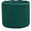 EVERGREENWEB MATERASSI & BEDS EVERGREENWEB - Pouf Poggiapiedi rotondo in Velluto Verde diametro 50 cm idrorepellente, Puff per divano ottimo come Seduta, per Soggiorno e camera da Letto, Design Made in Italy - Pouf Diamante