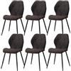 GrandCA HOME Set di 6 Sedie da Pranzo, Sedie da Pranzo Imbottite, Sedie da Cucina Nordiche con Gambe in Metallo, Cuscini in Tessuto a Rombi, Nero-R