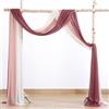 Chickwin 3pc Stile Nordico Arco Matrimonio, Drappeggio di Arco Nozze con 2 Nastri, Tulle Tenda in Chiffon Tessuto, Drappeggio per Arco Nuziale Sfondo Decorazioni Matrimonio (Rosa Scuro,0.75x6m)