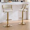 Ya-Home Set di 2 Sgabelli da Bar Sgabelli Cucina in Velluto Sgabelli Alti Moderni con Gambe in Metallo Dorato Sedie da Bar Regolabile e Girevole per Cucina Bancone, Beige