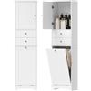 HOMCOM Mobile Bagno Alto Stretto con Cesto a Ribalta 45x30x171.3 cm Bianco