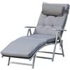 Outsunny Sdraio da Giardino Pieghevole con Materassino e Cuscino, Schienale con 7 Reclinazioni, 137x63.5x100.5cm, Grigio