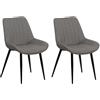 Totò Piccinni Sedia LIMA design moderno imbottita in simil pelle con gambe in metallo (2, Grigio New)