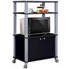 GYMAX Carrello da Cucina su Rotelle per Micro-onde, con Armadio, 60 x 40 x 98 cm (Nero)