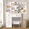 Aovquof Toeletta con illuminazione LED, toeletta con specchio per trucco, tavolo cosmetico con specchio, 3 colori con luminosità regolabile - M05