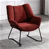 Ya-Home Poltrona Imbottita Sedia da Salotto Moderno con Gambe in Metallo Poltroncine Salotti in Tessuto Poltroncina con Braccioli per Camera da Letto/Soggiorno, Rosso