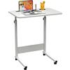 Rcynview Portatile Scrivania con Ruote, Scrivania Regolabile in Altezza, Slot per Tazza e iPad, Tavolino da Letto per pc, Scrivanie per Cameretta, Ufficio, Divano in Soggiorno, Rimovibili, 60 x 40 cm, Bianco