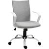 Vinsetto Sedia da Ufficio Ergonomica a Dondolo, Sedia da Studio Girevole, Poltrona Scrivania con Altezza Regolabile in Tessuto, 61x61x89-99 cm, Grigio Chiaro
