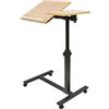 LANTUS Scrivania per Laptop, Tavolino da Divano Laterale Porta PC con Altezza Regolabile e Ruote, Supporto Computer per Casa e Ufficio, Metallo e Legno-60 * 34.5 * 58-90 cm (colore del legno)