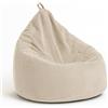 chilly pilley® pouf a sacco in velluto a coste con imbottitura in EPS - cuscino del sedile, cuscino da gioco, molti colori, 65x85 color crema