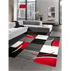 CARPETIA Designer Tappeto Karo Rosso Crema Grigio Nero Größe 80 x 300 cm