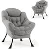 HOMASIS Poltrona Relax, Poltrocina da Salotto con Braccioli e Cuscino per la Testa, Sedia Imbottita per Salotto, Ufficio, Camera da Letto, 80 x 74 x 97 cm, Portata 150 kg (Grigio)